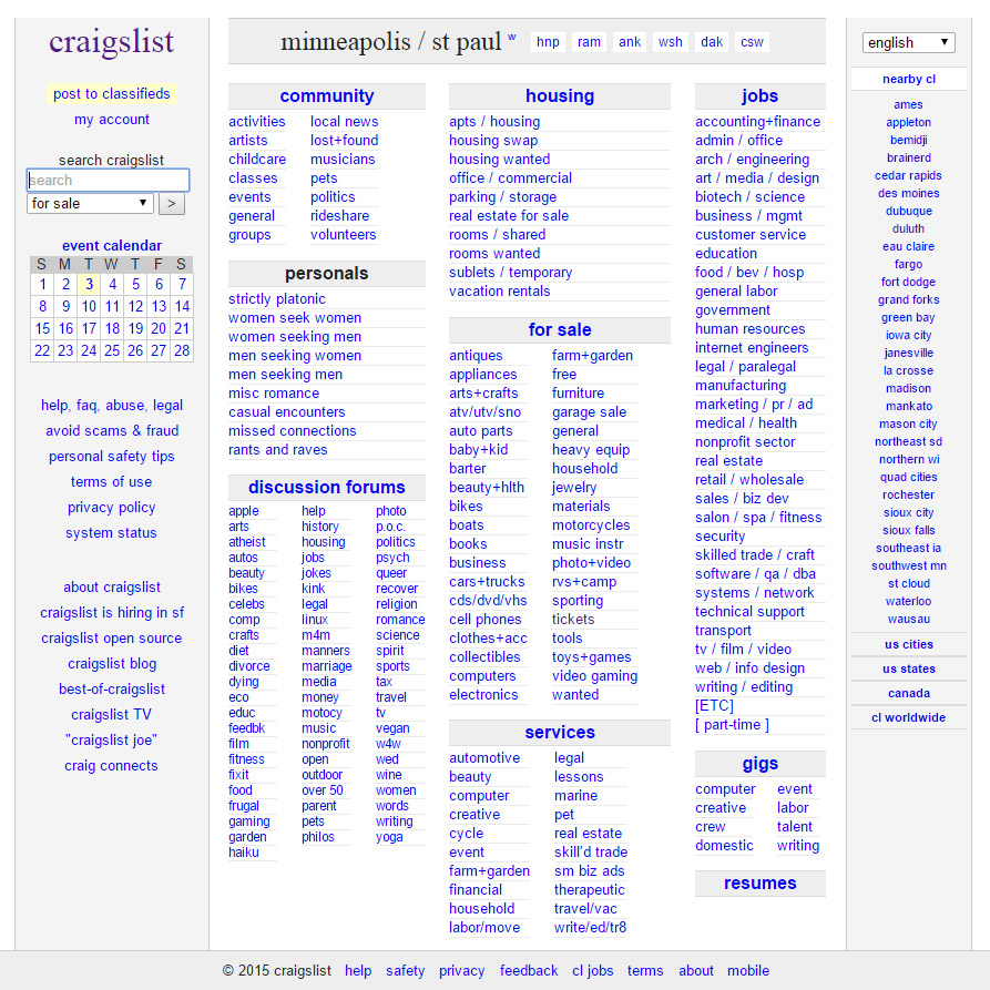 Craigslist User Interface