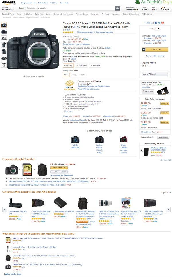 Amazon Product Page User Interface